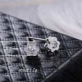 Silver Tone Daisy Stud Earrings with Clear Centers view 5