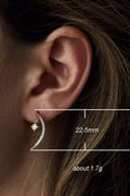 Gold Tone Crescent Moon and Star Drop Earrings Polished Metal Jewelry view 3