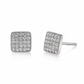Square Pavé Stud Earrings in Three Metal Tones Design view 1