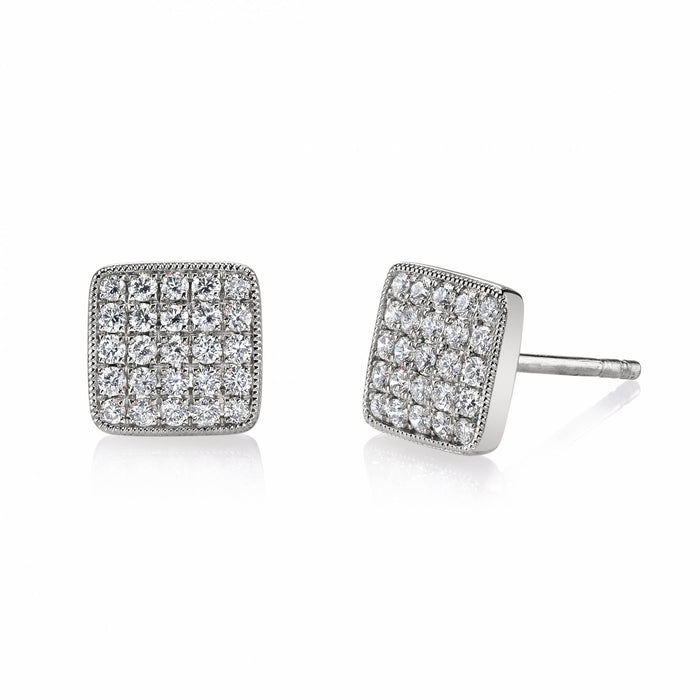 Square Pavé Stud Earrings in Three Metal Tones Design