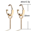 Gold Tone Hoop Earrings with Slim Bar Drops Polished Metal Jewelry view 5