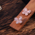 Butterfly Stud Earrings in Blue and Pink Polished Metal Jewelry view 3