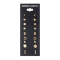 Gold Nine-Pair Mixed Geometric Stud Earring Card Set view 1