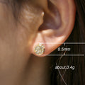 Gold Tone Octagonal Pavé Stud Earrings Polished Metal Jewelry view 5