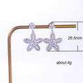 Double Flower Crystal Drop Stud Earrings With Clear Stone Accents view 5