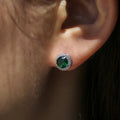 Round Solitaire Halo Stud Earrings In Seven Stone Colors view 8