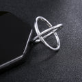 Silver Tone Sculptural Crossing Open Ring Polished Metal Jewelry view 4