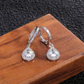 Silver Tone Teardrop Halo Leverback Drop Earrings Four Colors view 3