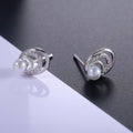 Pearl Spiral Crystal Stud Earrings With Clear Stone Accents view 3
