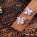 Butterfly Stud Earrings in Blue and Pink Polished Metal Jewelry view 5