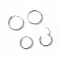 Four Size Silver Tone Polished Classic Small Hoop Earrings view 5
