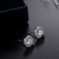 Silver Tone Round Halo Stud Earrings with Clear Stones view 4