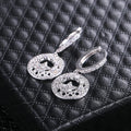 Silver Tone Crystal Mountain Disc Drop Earrings Fashion Jewelry view 2