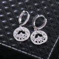 Silver Tone Crystal Mountain Disc Drop Earrings Fashion Jewelry view 3