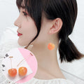 Orange Cherry Extra Long Two Part Jacket Stud Earrings view 2