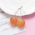 Orange Cherry Extra Long Two Part Jacket Stud Earrings view 1