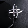 Silver Tone Sculptural Crossing Open Ring Polished Metal Jewelry view 3