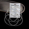 Silver Tone Three Pair Thin Oversized Hoop Earring Set view 3