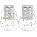 Silver Tone Three Pair Thin Oversized Hoop Earring Set view 1