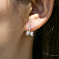 Bow Drop Stud Earrings With Slim Silver Tone Chain view 4
