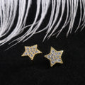 Gold Tone Star Stud Earrings With Clear Pavé Stones view 2