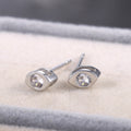 Silver Tone Marquise Clear Stone Stud Earrings Polished Metal Jewelry view 2