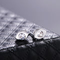 Silver Tone Marquise Clear Stone Stud Earrings Polished Metal Jewelry view 1