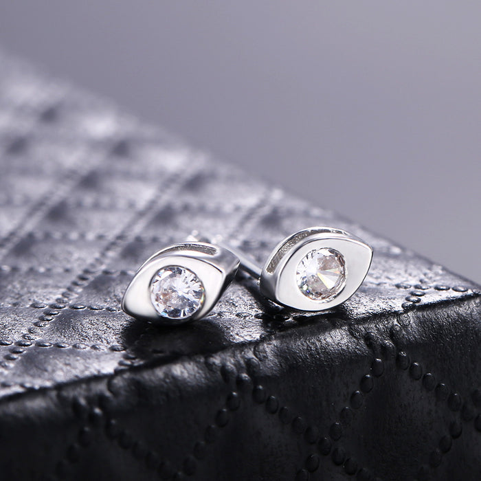 Silver Tone Marquise Clear Stone Stud Earrings Polished Metal Jewelry