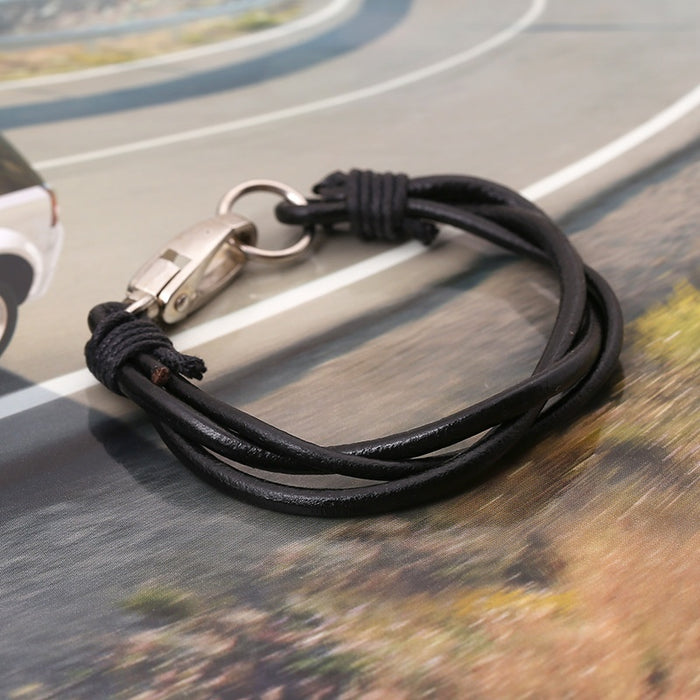 European American Vintage Braided Genuine Cowhide Leather Bracelet Jewelry