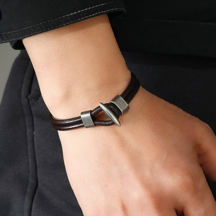 European American Vintage Minimalist Leather Bracelet Trendy Fresh Couple Wristband Jewelry