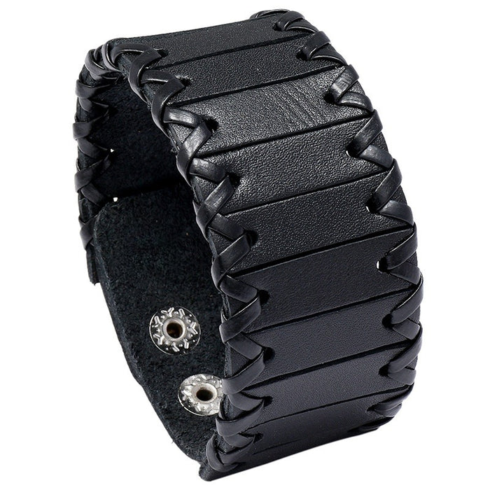 Vintage Punk Handmade Braided Cowhide Multi Layer Leather Bracelet For Men