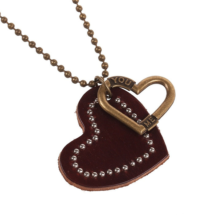 Korean Style Long Vintage Genuine Leather Sweater Necklace For Fashion Apparel