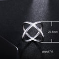 Silver Tone Sculptural Crossing Open Ring Polished Metal Jewelry view 5