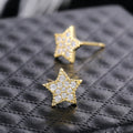 Gold Tone Star Stud Earrings With Clear Pavé Stones view 4