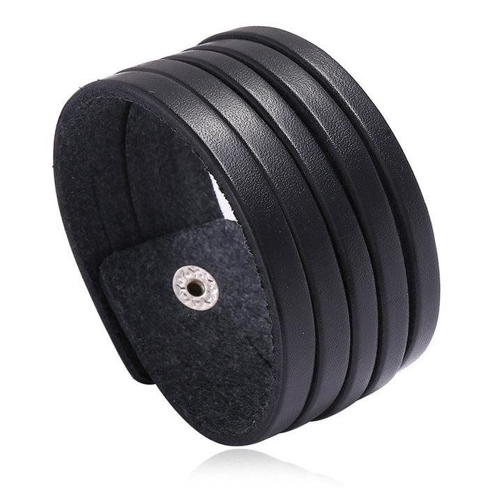 Simple Versatile Punk Genuine Cowhide Leather Bracelet European American Jewelry