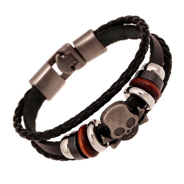 Punk Style Vintage Cowhide Leather Bracelet Direct Export Jewelry