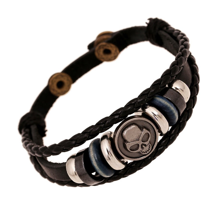 Punk Style Vintage Cowhide Leather Bracelet Direct Export Jewelry