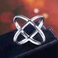 Silver Tone Sculptural Crossing Open Ring Polished Metal Jewelry view 2