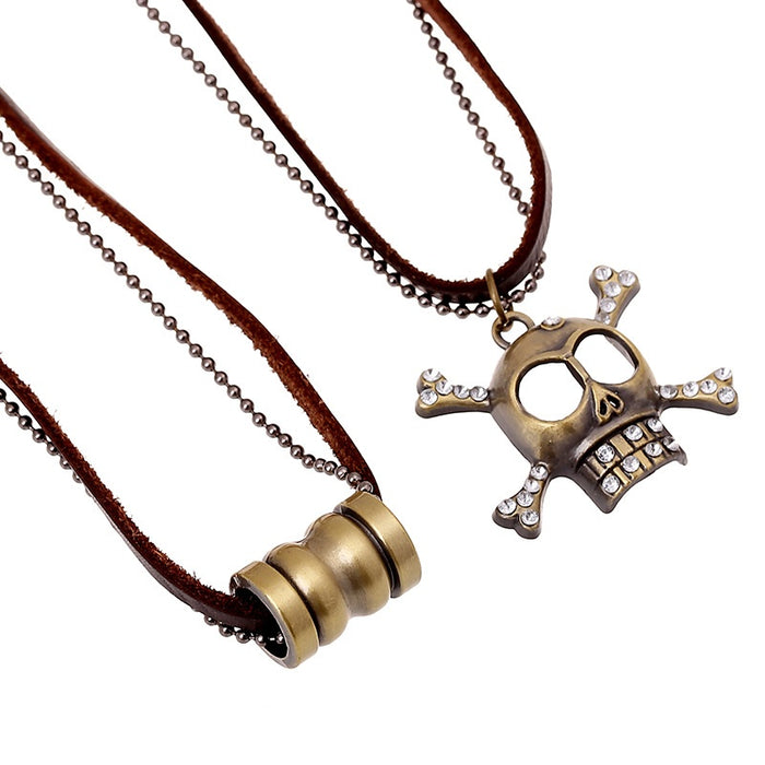 Creative Multilayer Skull Necklace For Men Simple Fashion Long Collarbone Chain Jewelry