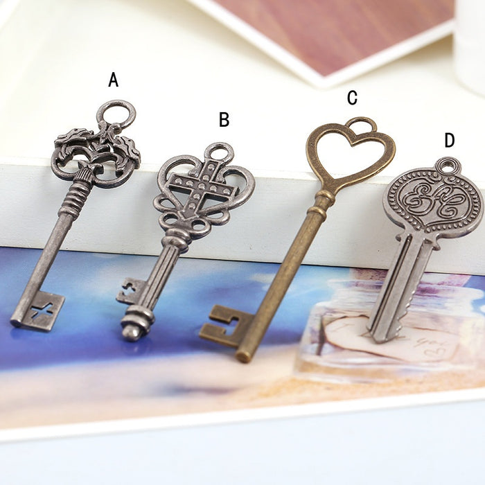 DIY Necklace Pendant Handmade Jewelry Supplies Vintage Style Alloy Key Charm Accessory