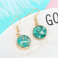 Gold Tone Shell Chip Long Hook Earrings in Four Geometric Shapes view 7