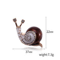 Enamel Snail Brooch Rhinestone Spiral Shell Black Brown Red view 5