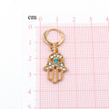 Crystal Hamsa Huggie Drop Earrings in Gold or Silver Tone view 5