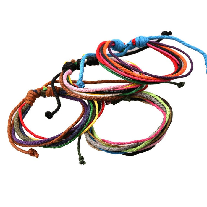 Handmade Braided Hemp Rope Bracelet Leather Cord Wristband Mixed Style Fashion Bracelet