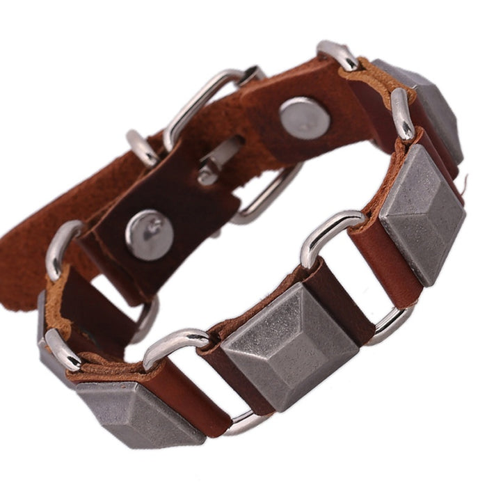 Korean Style Cowhide Punk Alloy Bracelet European American Jewelry Direct Supply