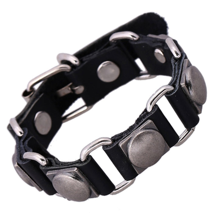 New Genuine Cowhide Link Bracelet, Japanese Korean Fashion Leather Wristband