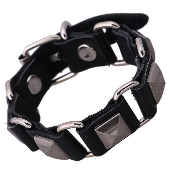 New Genuine Cowhide Link Bracelet, Japanese Korean Fashion Leather Wristband