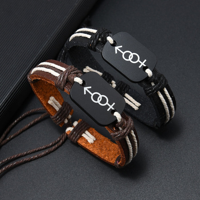 Vintage Ethnic Style Braided Cowhide Leather Bracelet Simple Exotic Couple Friendship Jewelry