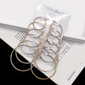 Gold and Silver Six-Pair Graduated Hoop Earring Sets view 3