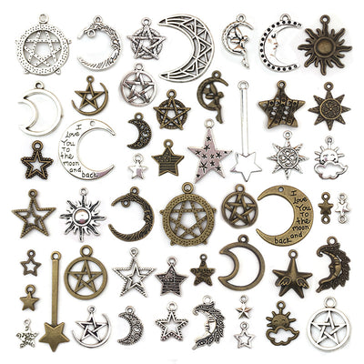 Printed detail graphic for the moon and sun charms